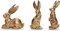 Resin Gold Bunny Decor Rabbit Figurines, Small Easter Bunny Figurine Set of 3, Vintage Easter Rabbit Statue Table Home Decoration